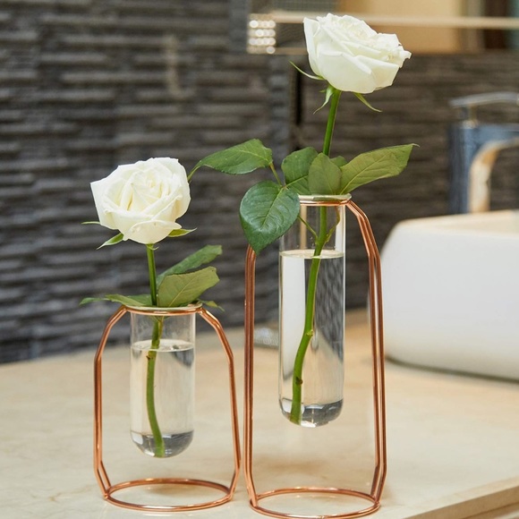 Modern flower vase in copper two vases set of 2 - Picture 1 of 3